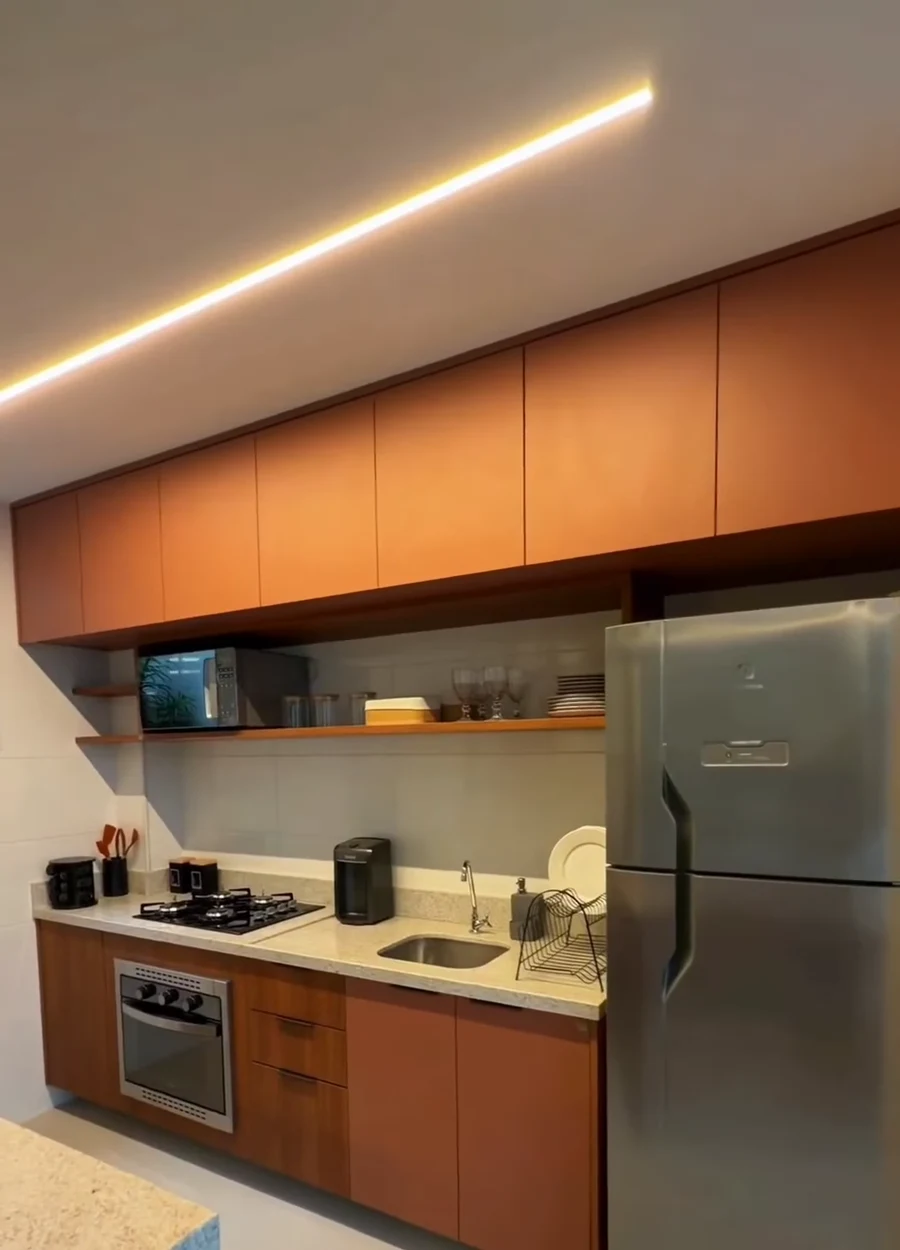 Cozinha planejada do apartamento decorado Reserva do Vale
